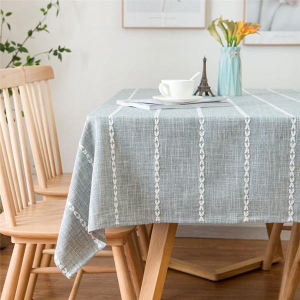 Nordic Stripe Style Cotton linen Tablecloth