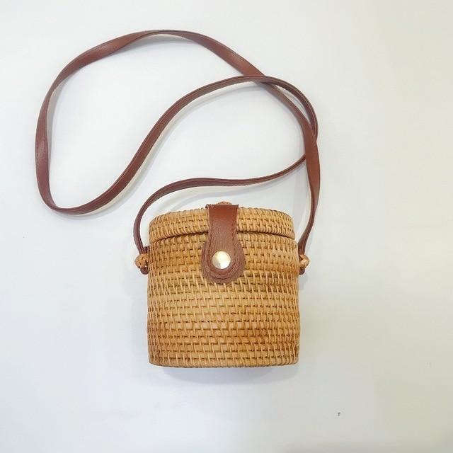 Retro Rattan Bucket Tote Bag