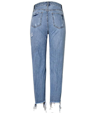 High Waist Denim Sequins Boyfriend Jeans