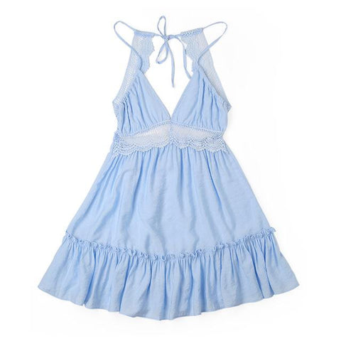 Retro 6 Color Lace Sexy Strap Backless Dress
