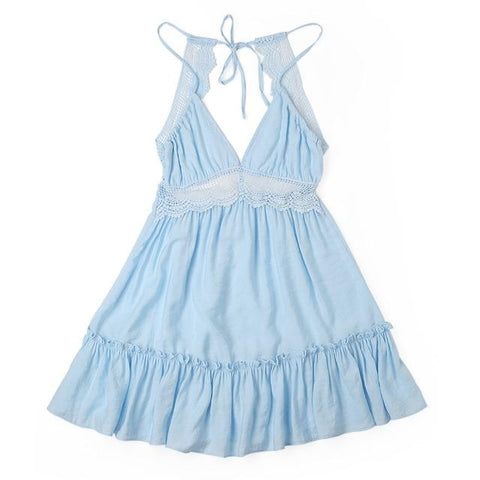 Retro 6 Color Lace Sexy Strap Backless Dress