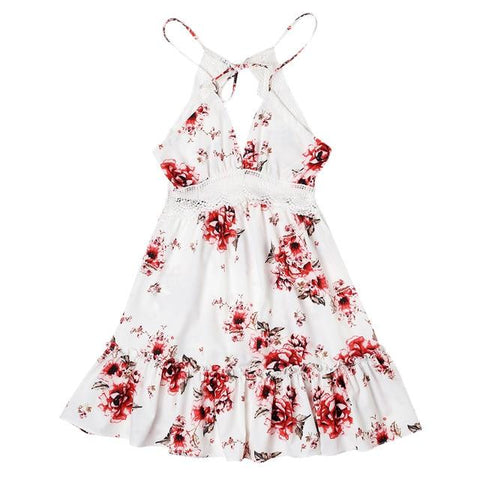 Retro 6 Color Lace Sexy Strap Backless Dress