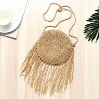 Handmade Straw Tassel Rattan Woven Vintage Rope Knitted Messenger Bag