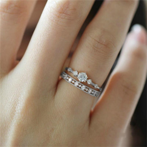 Simple Hollow Out Cubic Zirconia Ring