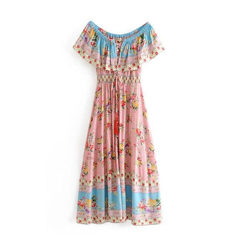 Summer Boho Hippie Chic Floral Print Dress