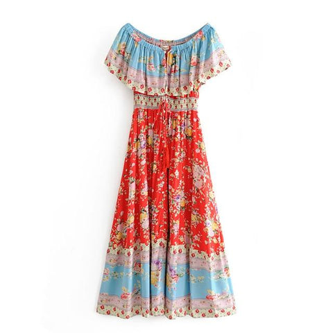 Summer Boho Hippie Chic Floral Print Dress