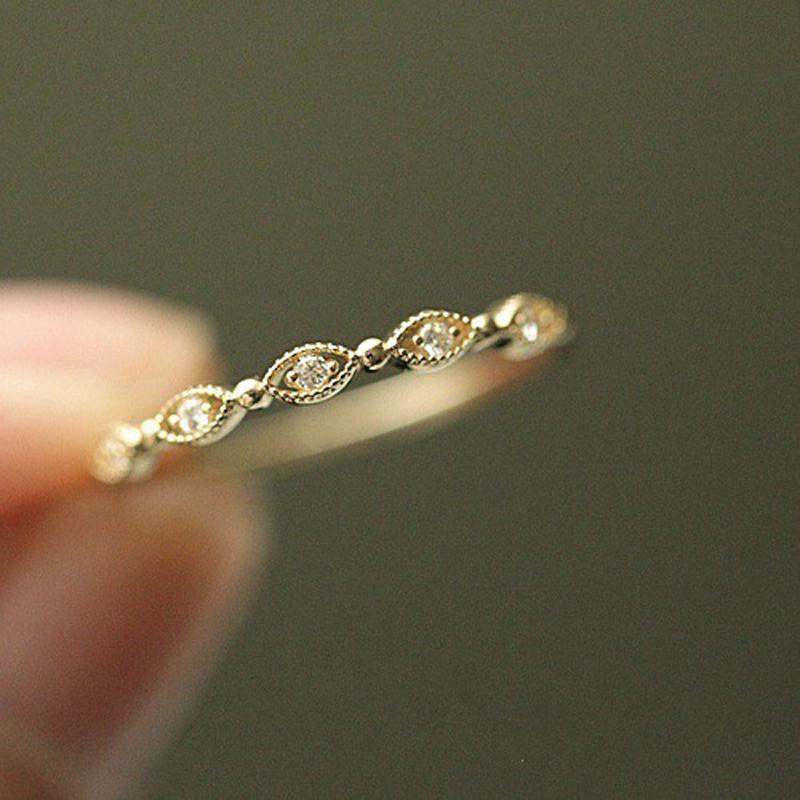 Simple Cute Mini Cubic Zirconia Light Finger Thin Ring