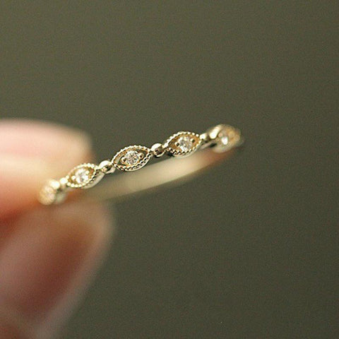 Simple Cute Mini Cubic Zirconia Light Finger Thin Ring