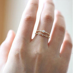 Simple Cute Mini Cubic Zirconia Light Finger Thin Ring