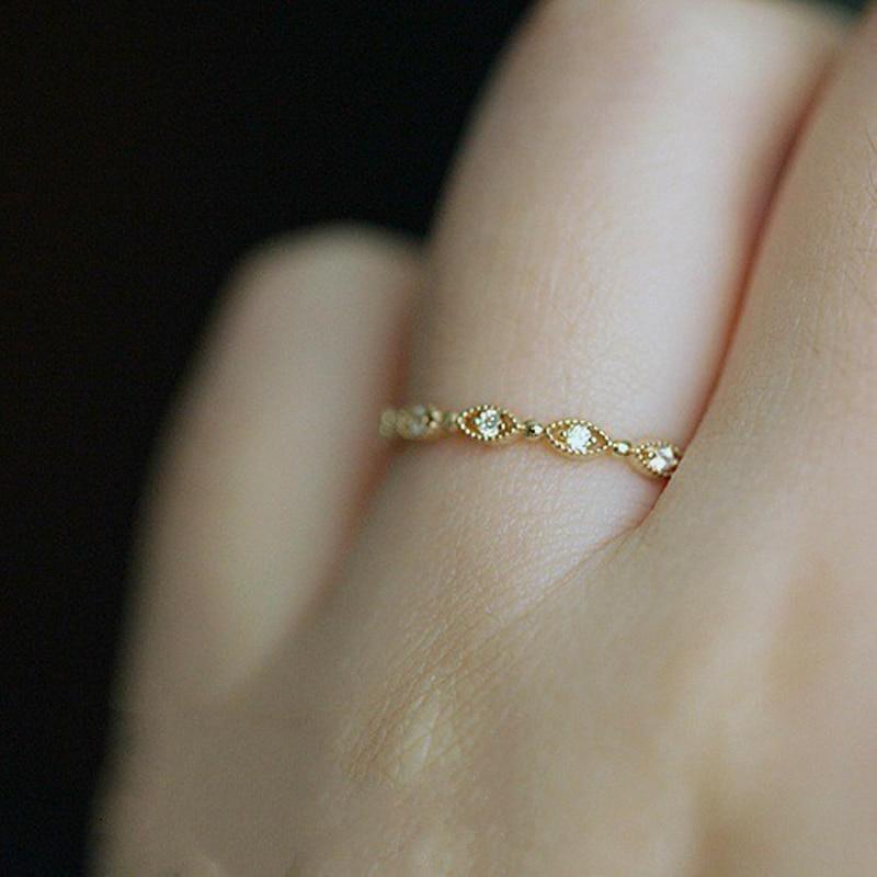 Simple Cute Mini Cubic Zirconia Light Finger Thin Ring