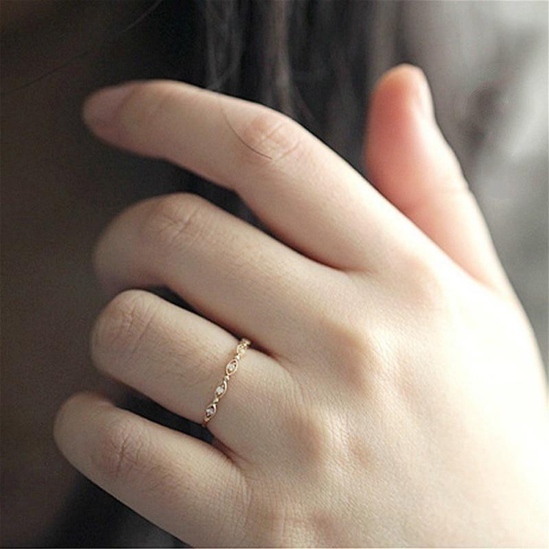 Simple Cute Mini Cubic Zirconia Light Finger Thin Ring