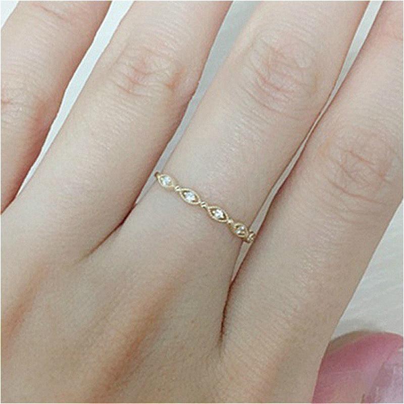 Simple Cute Mini Cubic Zirconia Light Finger Thin Ring