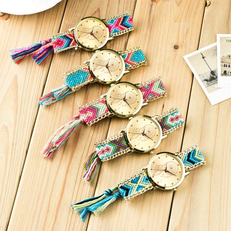 Bohemian Ethnic Handmade Weave Analog Quartz Wristwatch