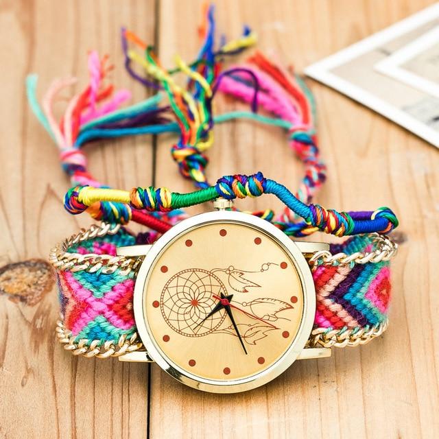 Bohemian Ethnic Handmade Weave Analog Quartz Wristwatch