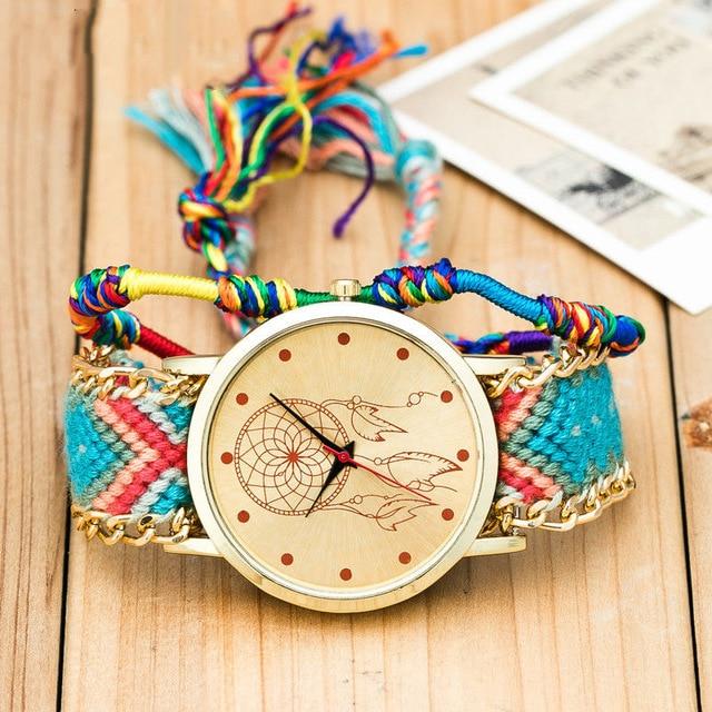 Bohemian Ethnic Handmade Weave Analog Quartz Wristwatch