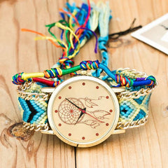 Bohemian Ethnic Handmade Weave Analog Quartz Wristwatch