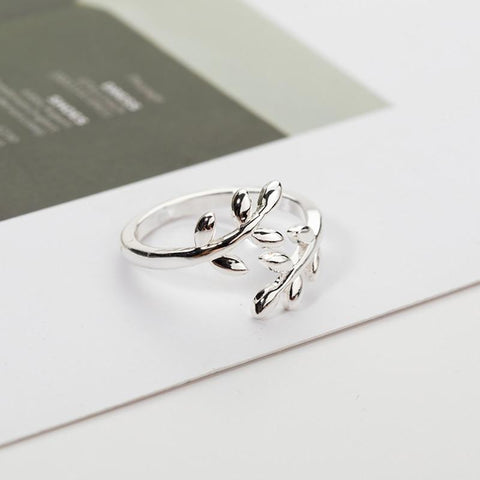 Charms Olive Tree Branch Leaves Open Ring