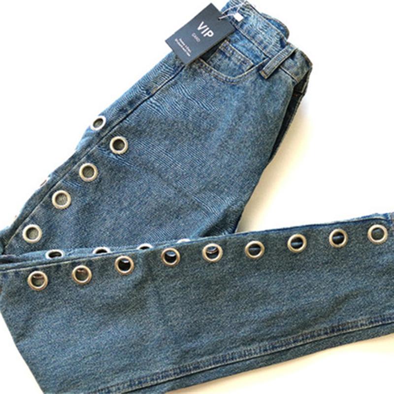 Denim Pants BF Wind High Waist Loose Straight Jeans