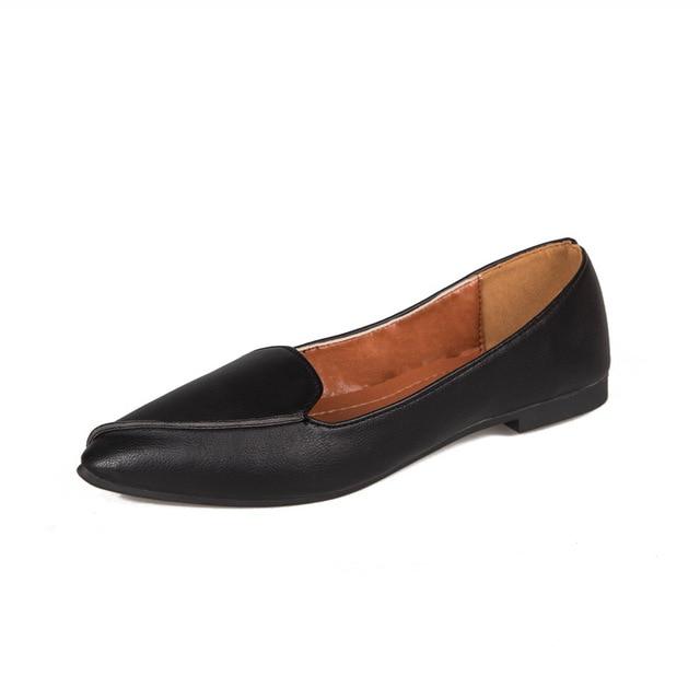 Casual Slip On Flats Pointed Toe Shallow Low Heel Ballerinas Shoes