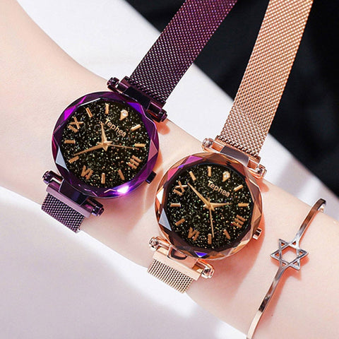 Fashion Magnetic Starry Sky Clock Wristwatch Quartz